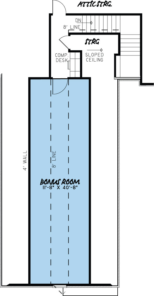 Floor Plan Bonus Room of Cottage Plan #193-1012