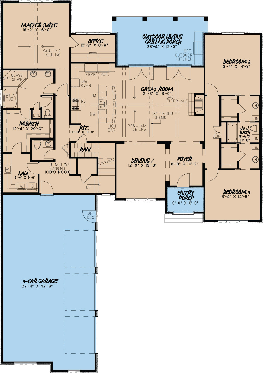 Floor Plan First Story of Cottage Plan #193-1012