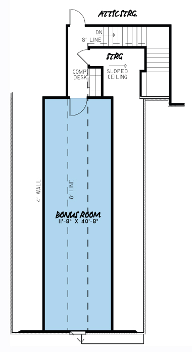 Floor Plan Bonus Room of Cottage Plan #193-1013
