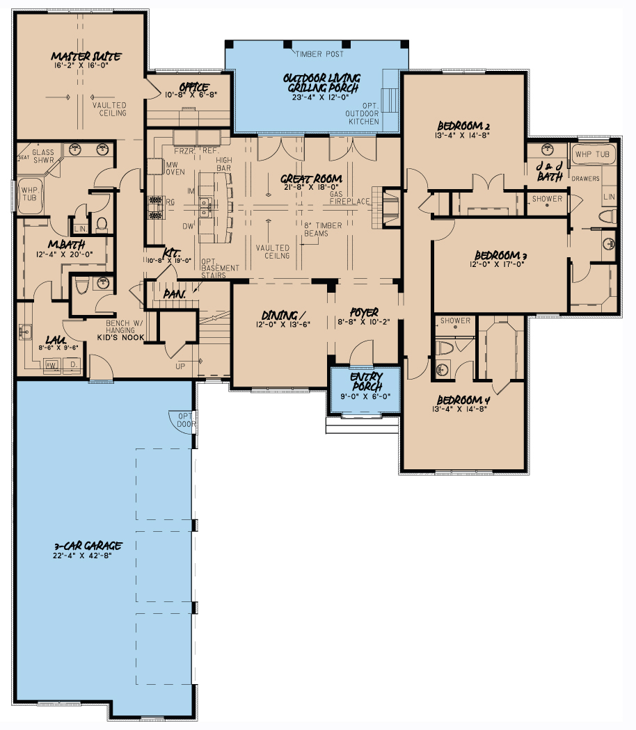 Floor Plan First Story of Cottage Plan #193-1013