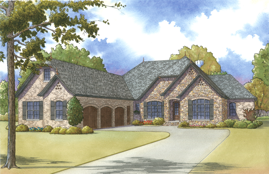 Front elevation of Cottage home (ThePlanCollection: House Plan #193-1013)