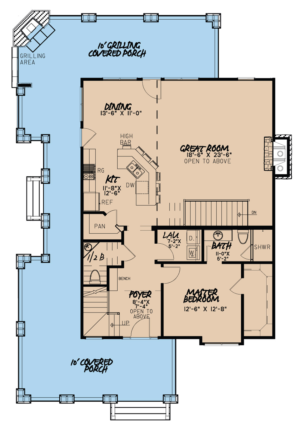 Floor Plan First Story of Cottage Plan #193-1015