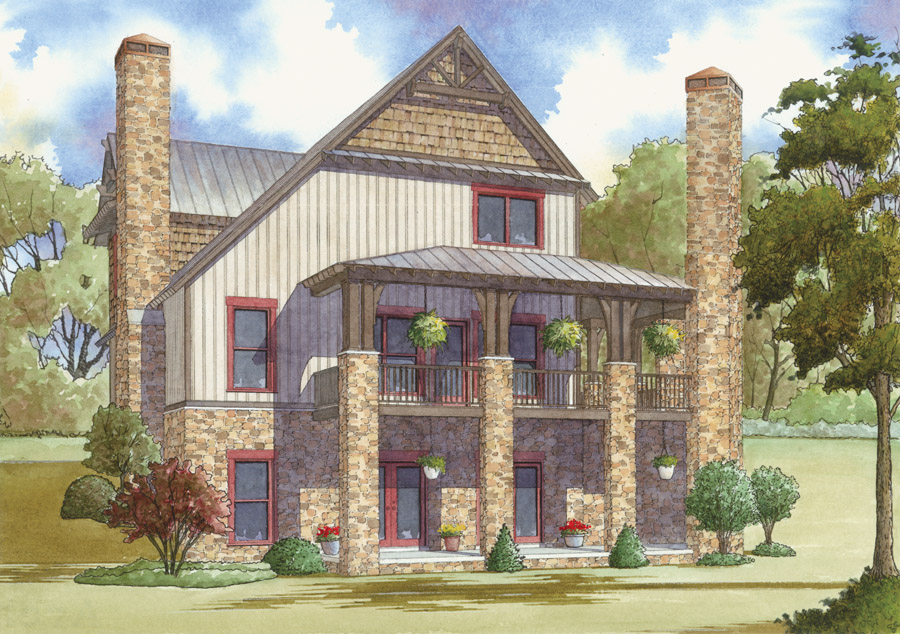 Rear View of this 3-Bedroom, 2008 Sq Ft Plan - 193-1015