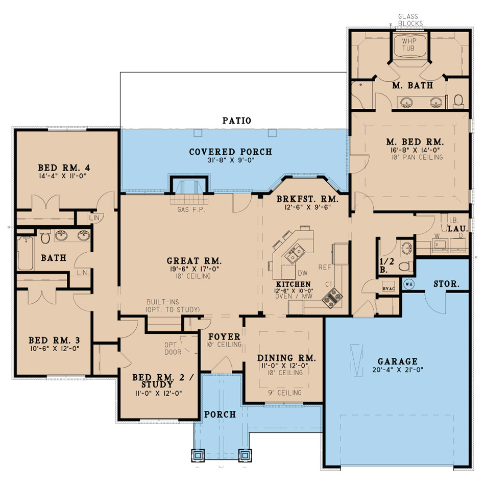 Floor Plan First Story of Craftsman Plan #193-1016