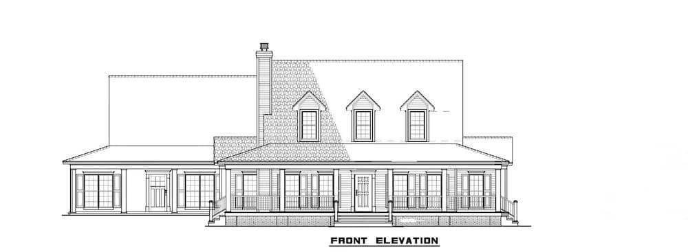 Home Plan Front Elevation of this 6-Bedroom,3437 Sq Ft Plan -193-1017