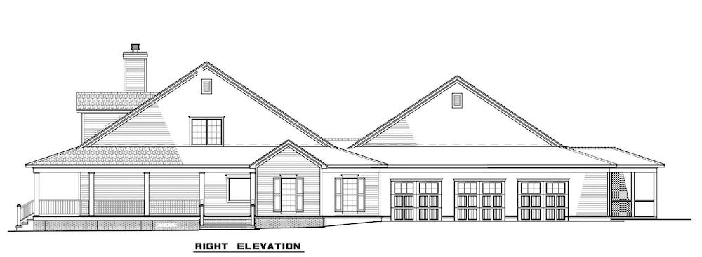 Home Plan Right Elevation of this 6-Bedroom,3437 Sq Ft Plan -193-1017