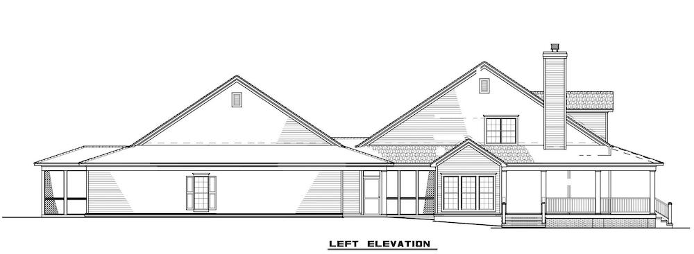 Home Plan Left Elevation of this 6-Bedroom,3437 Sq Ft Plan -193-1017