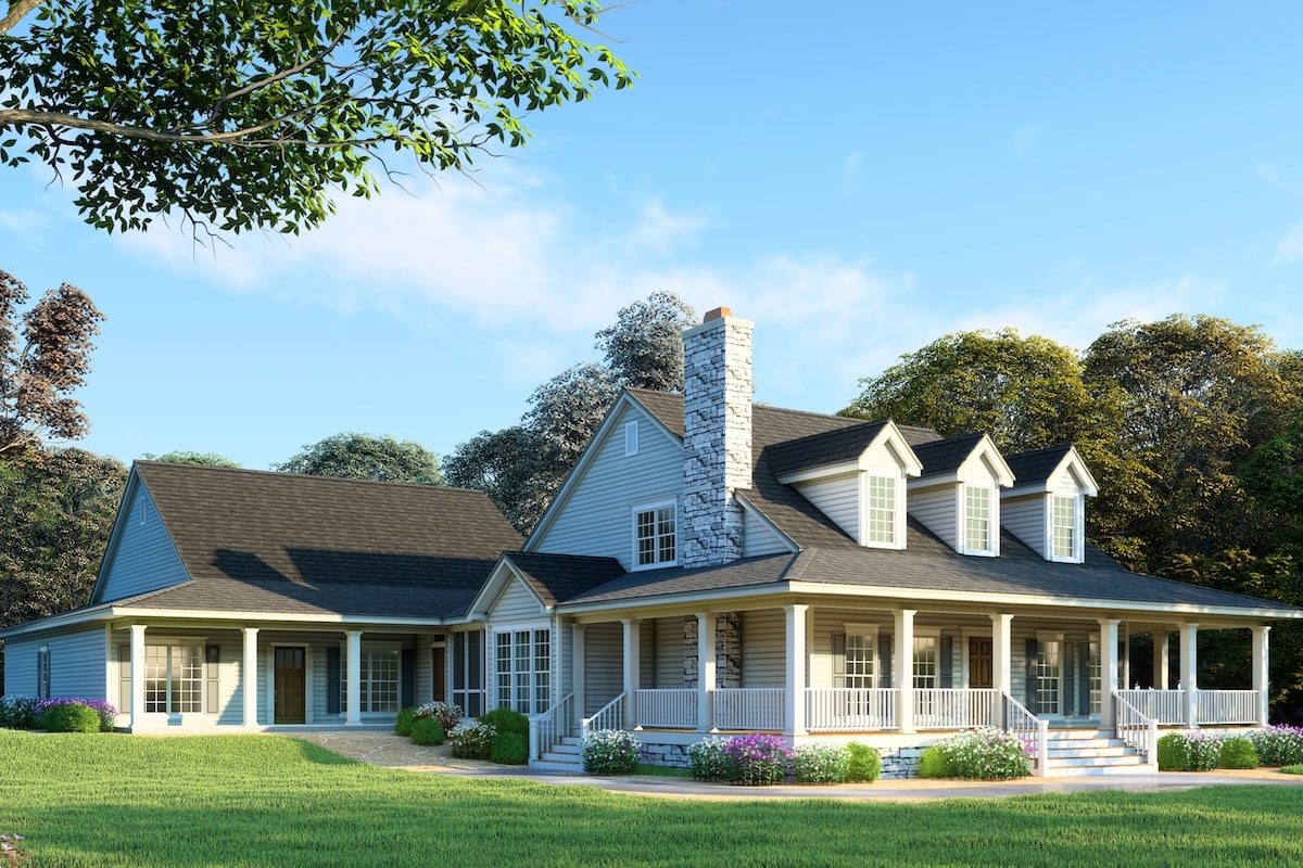 Country style home (ThePlanCollection: Plan #193-1017)