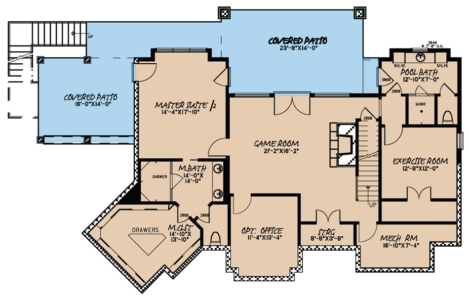 Floor Plan Basement of Craftsman Plan #193-1018