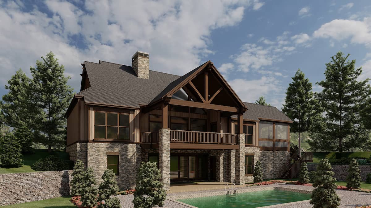 Rear View of this 2-Bedroom, 4548 Sq Ft Plan - 193-1018