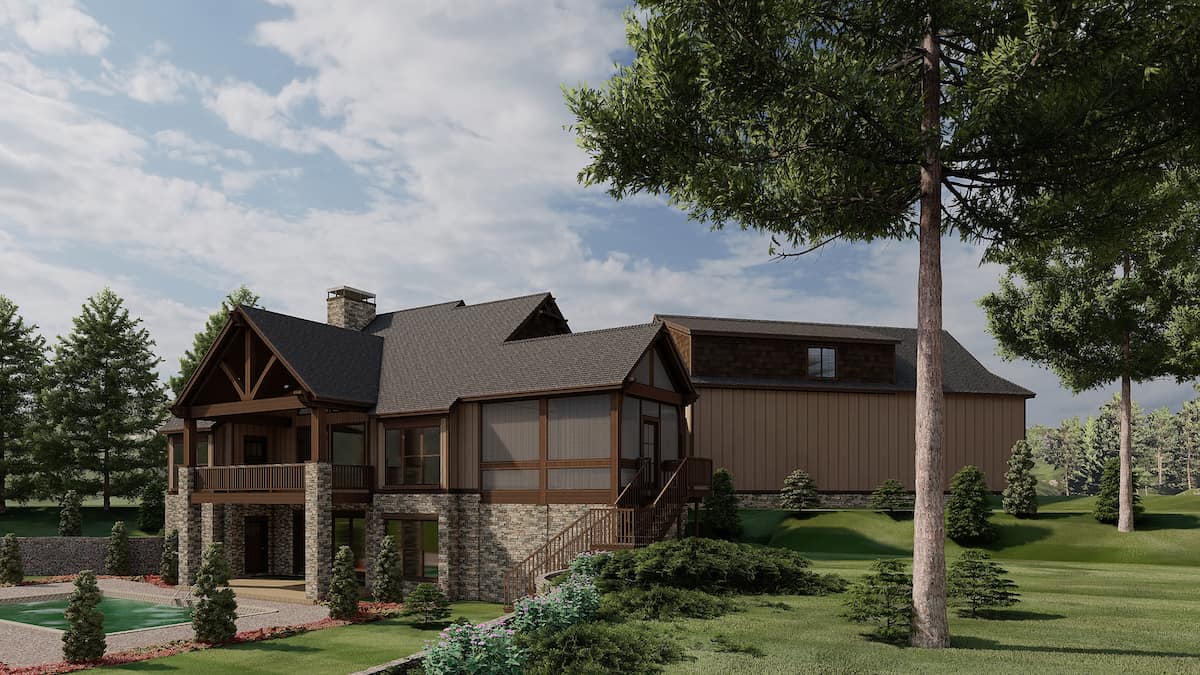 Rear View of this 2-Bedroom, 4548 Sq Ft Plan - 193-1018