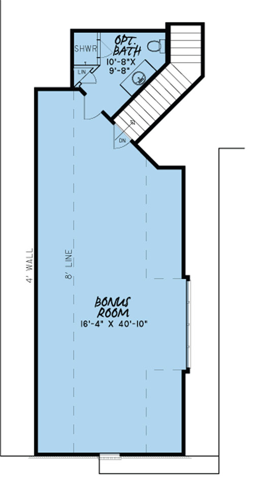 Floor Plan Bonus Room of Craftsman Plan #193-1019