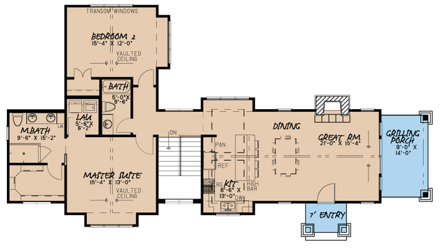 Floor Plan First Story of Traditional Plan #193-1020