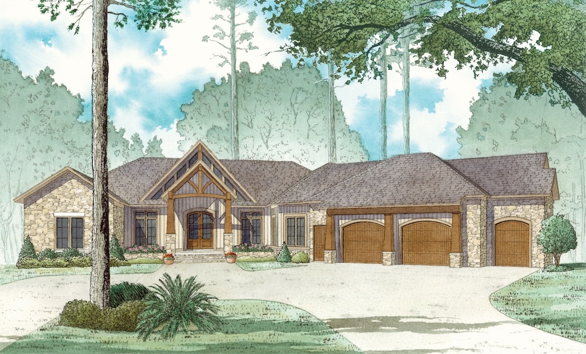 Front View of this 4-Bedroom, 5054 Sq Ft Plan - 193-1022