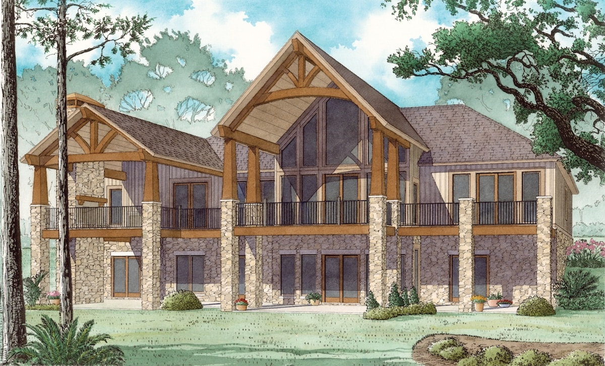 Home Plan Rear Elevation of this 4-Bedroom,5054 Sq Ft Plan -193-1022