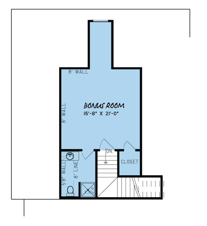 Floor Plan Second Story of European Plan #193-1025