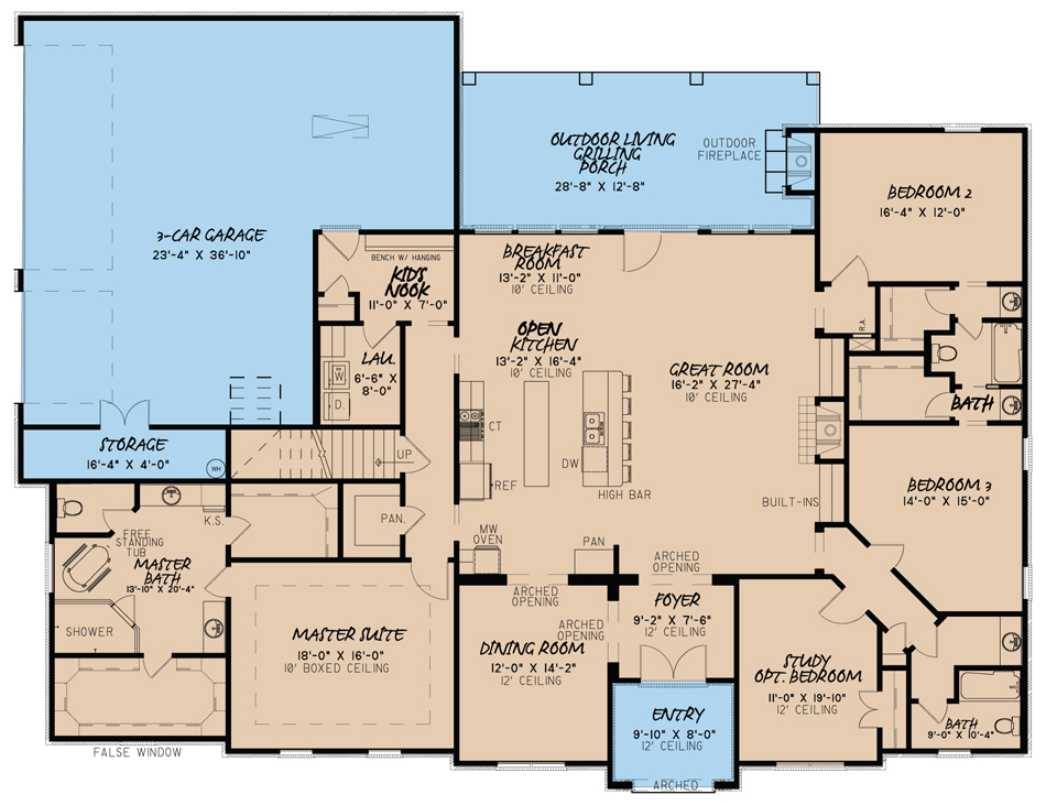 Floor Plan First Story of European Plan #193-1025
