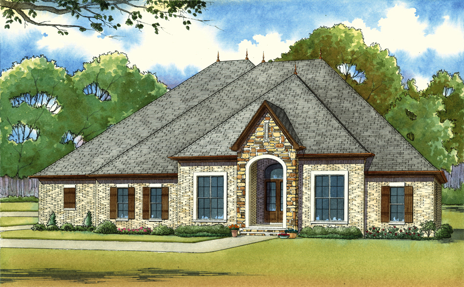 Front elevation of European home (ThePlanCollection: House Plan #193-1025)