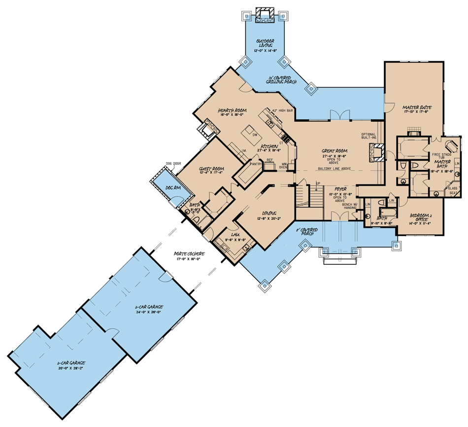 Floor Plan First Story of Country Plan #193-1026