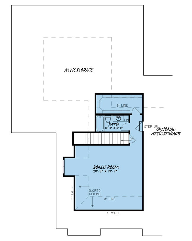 Floor Plan Second Story of Country Plan #193-1027