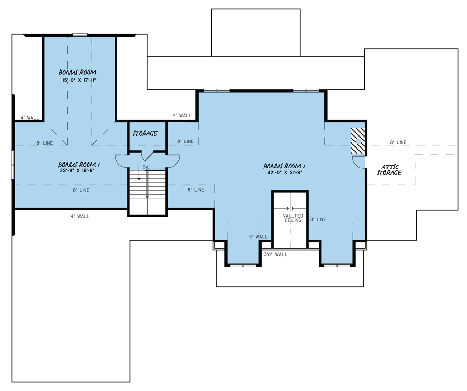 Floor Plan Second Story of Craftsman Plan #193-1028