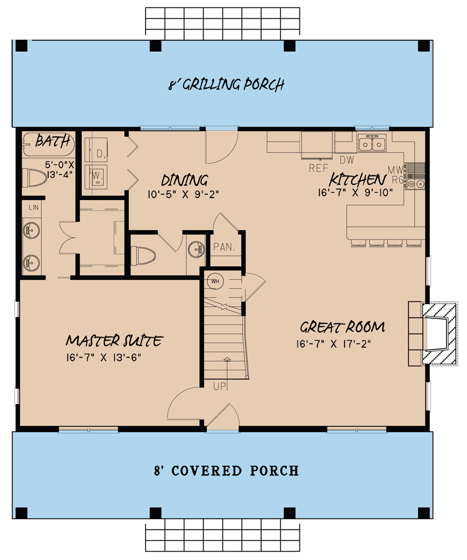 Floor Plan First Story of Country Plan #193-1031