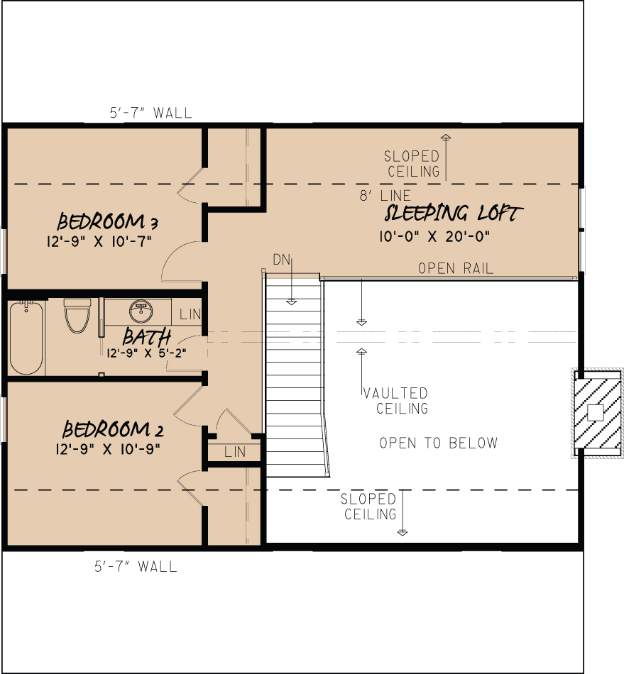 Floor Plan Second Story of Country Plan #193-1031