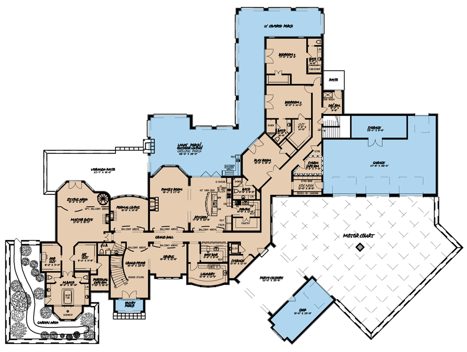 Floor Plan First Story of European Plan #193-1032