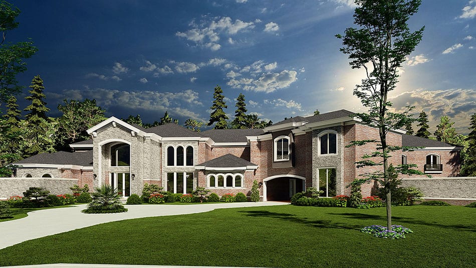 Front elevation of European home (ThePlanCollection: House Plan #193-1032)
