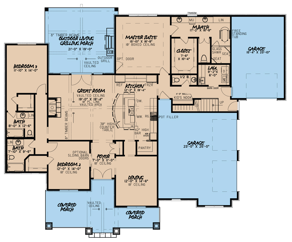 Floor Plan First Story of Country Plan #193-1034