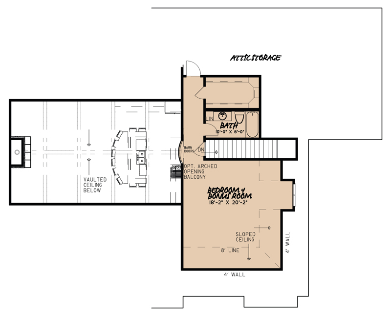 Floor Plan Second Story of Country Plan #193-1034