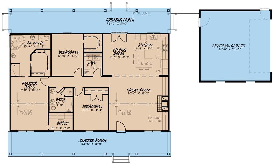Floor Plan First Story of Country Plan #193-1035