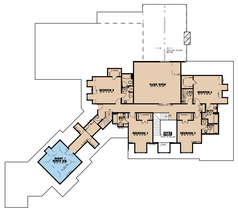 Floor Plan Second Story of Country Plan #193-1037
