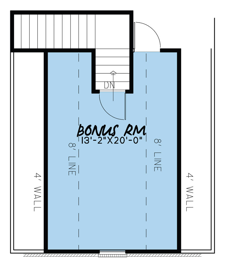 Floor Plan Bonus Room of Southern Plan #193-1038