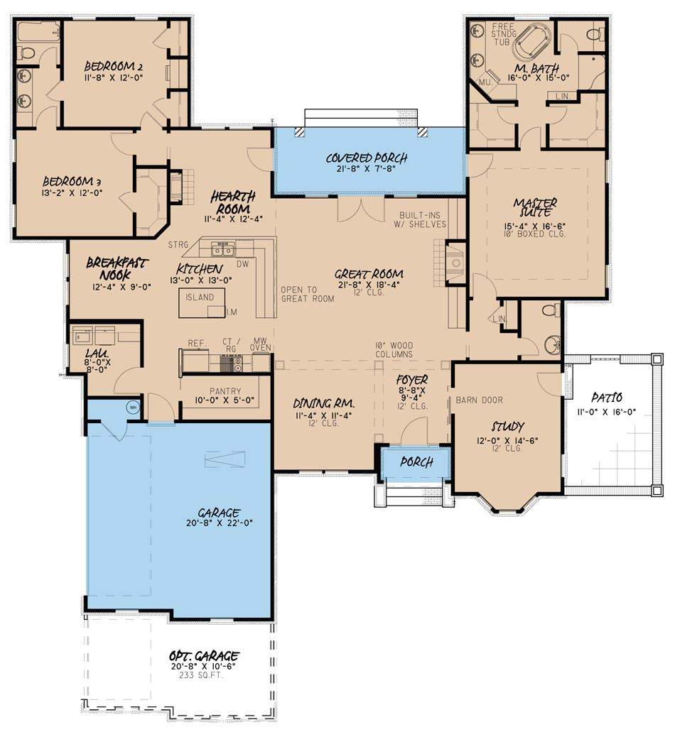 Floor Plan First Story of French Plan #193-1040