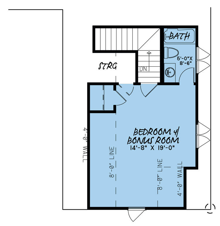 Floor Plan Bonus Room of Southern Plan #193-1041