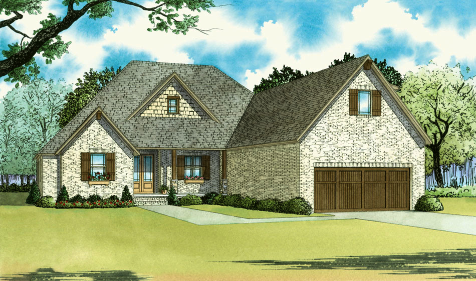 Front elevation of Southern home (ThePlanCollection: House Plan #193-1041)