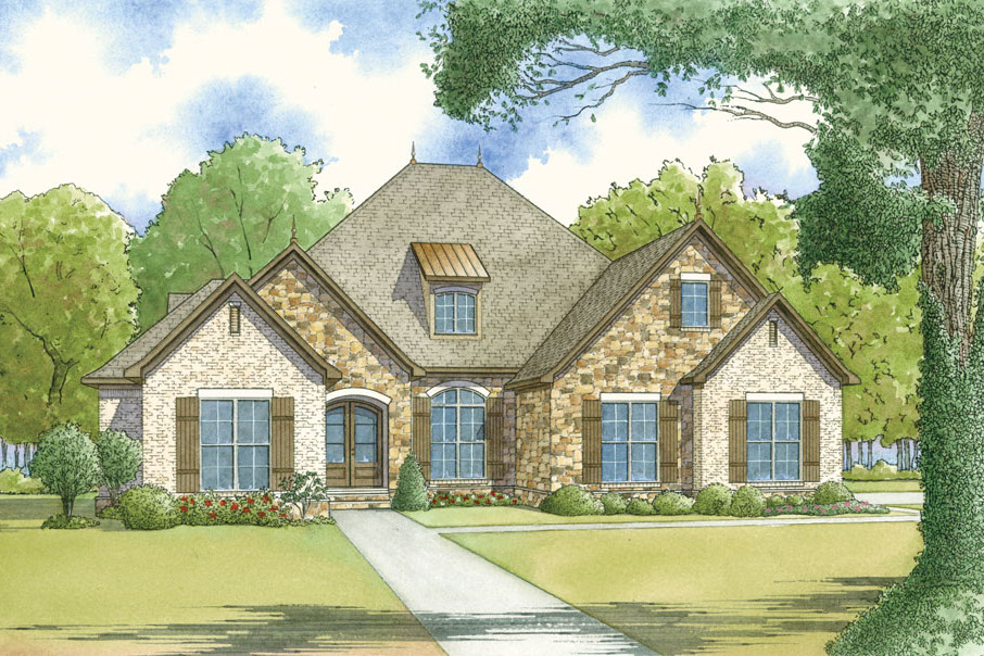 European style home (ThePlanCollection: Plan #193-1043)