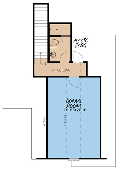 Floor Plan Second Story of European Plan #193-1044