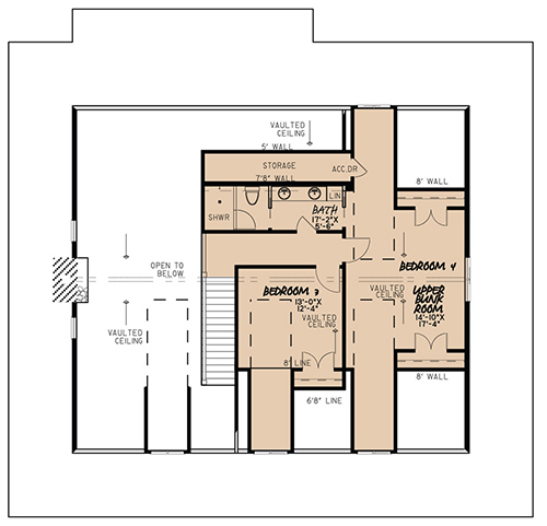 Floor Plan Second Story of Country Plan #193-1046