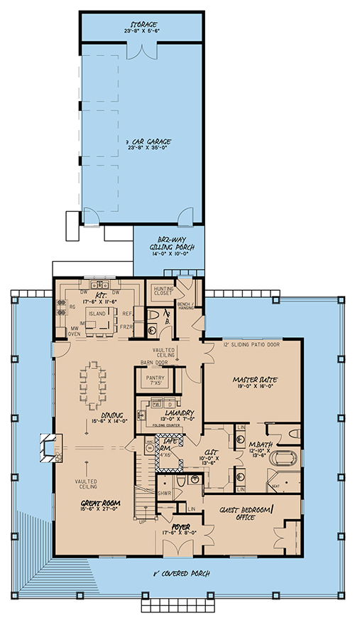 Floor Plan First Story of Country Plan #193-1046