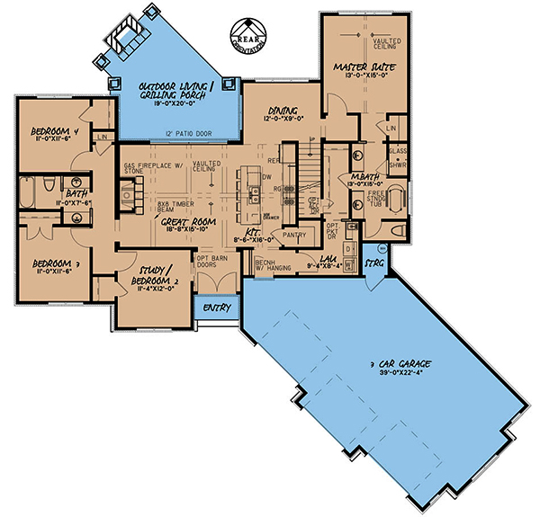 Floor Plan First Story of European Plan #193-1047