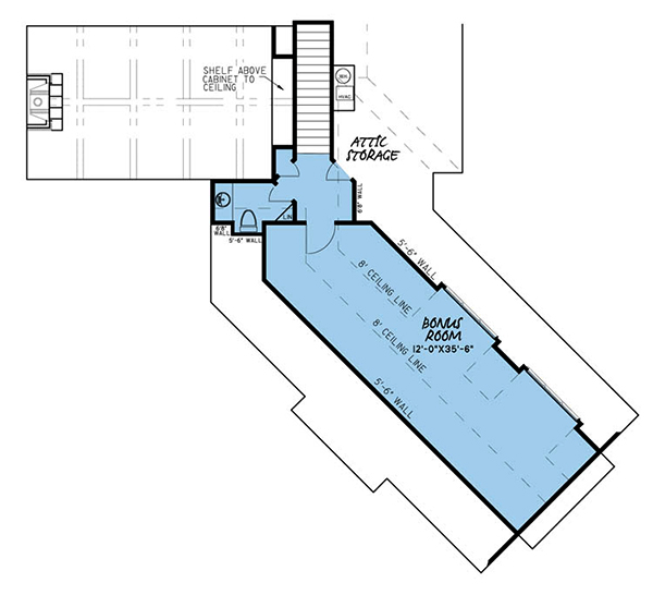 Floor Plan Second Story of European Plan #193-1047