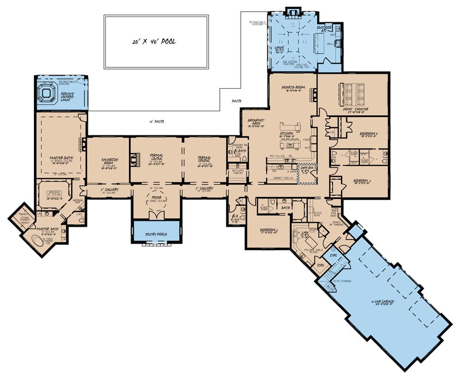 Floor Plan First Story of European Plan #193-1048
