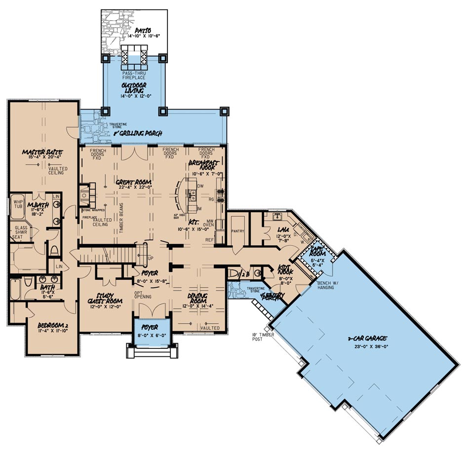Floor Plan First Story of European Plan #193-1049