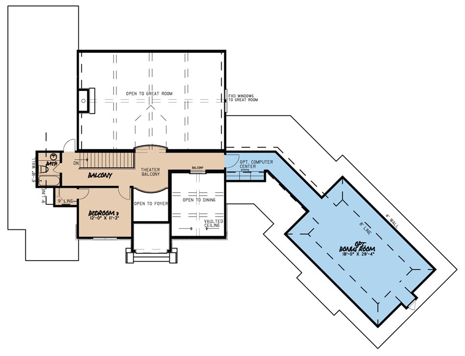 Floor Plan Second Story of European Plan #193-1049