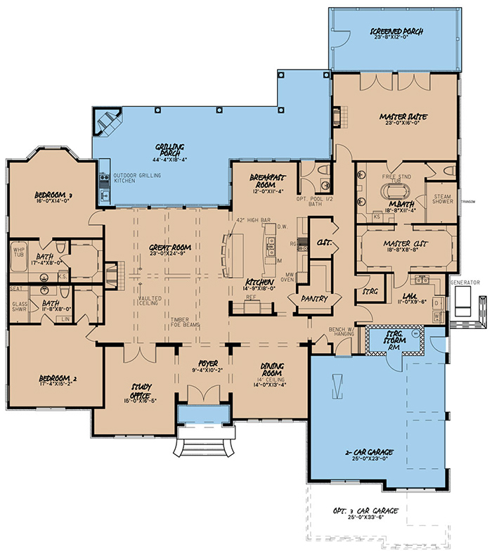 Floor Plan First Story of European Plan #193-1050