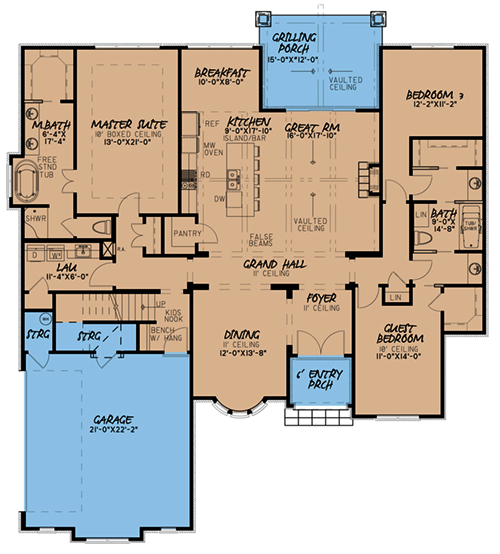 Floor Plan First Story of French Plan #193-1052