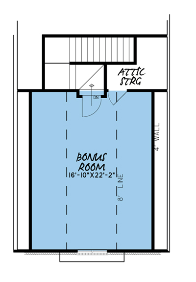 Floor Plan Bonus Room of French Plan #193-1052
