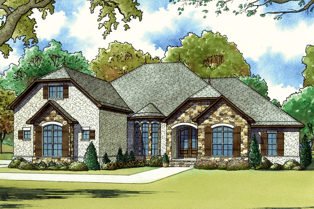French home plan (ThePlanCollection: Plan #193-1053)